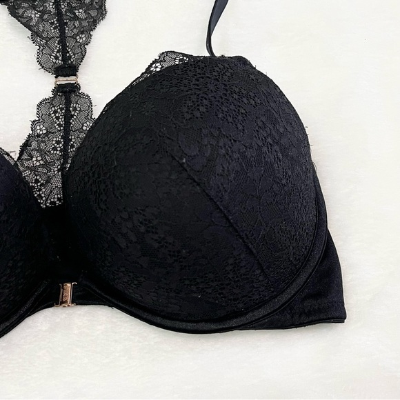 PINK Victoria’s Secret Black Lace Racerback Push-up Bra - Picture 3 of 8